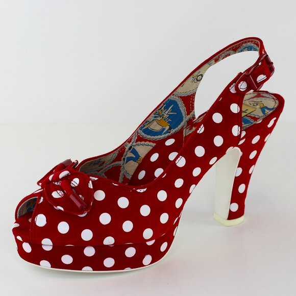 Miss L Fire Polka Dot Peep Toe Casablanca Heel Shoe (7.5 US) - Picture 1 of 7